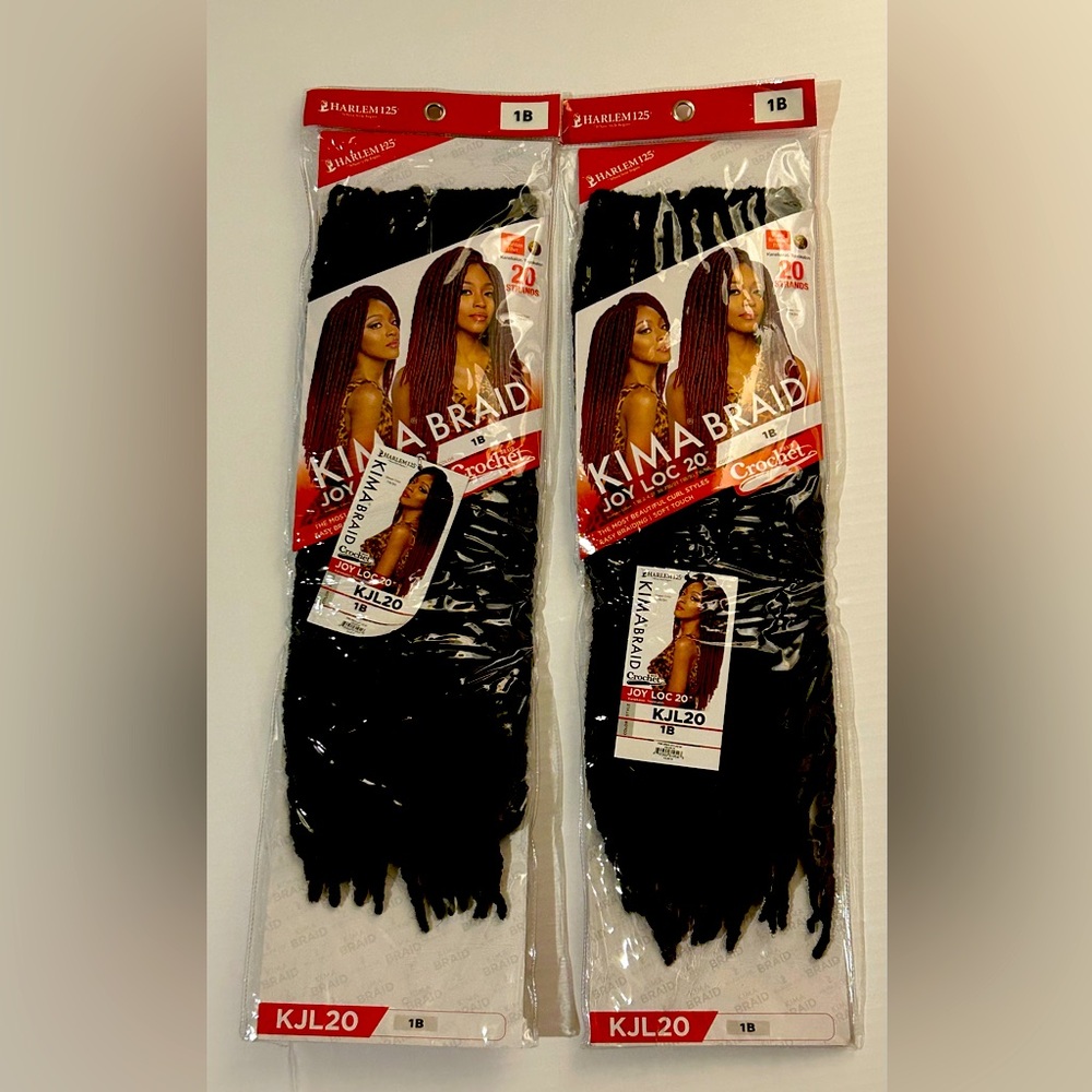 Harlem 125, Kima Braid Joy Loc 20, Crochet Hair Braid, Color 1B, Qty 2 (NWOT)